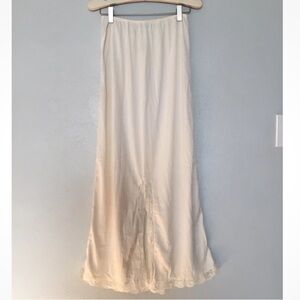 Vintage Maxi Skirt Slip Nylon Lace Trim Slit